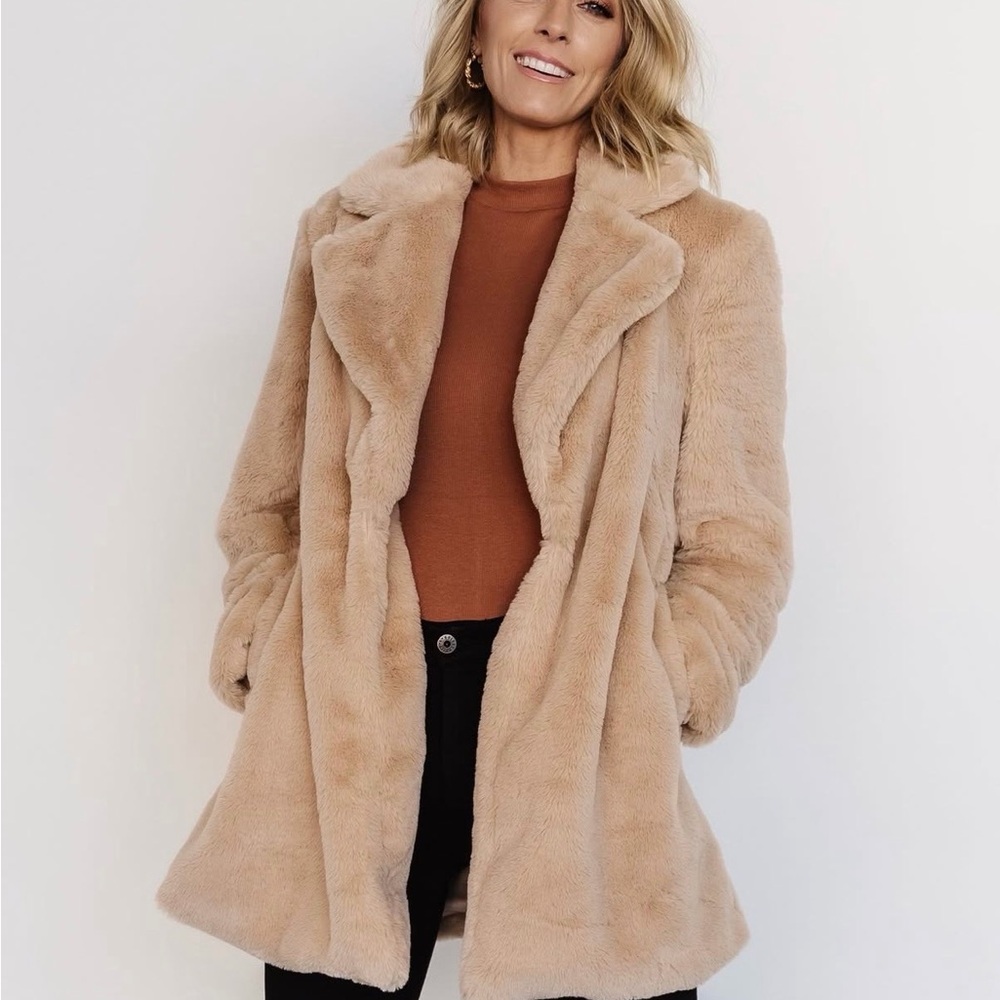 Baltic Born Fur Coat in Oatmeal